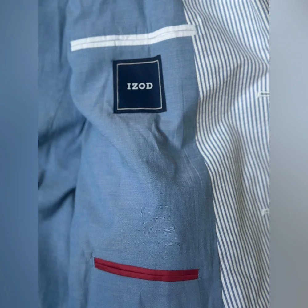 Izod Blue and White Cotton Blazer